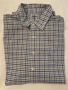Men’s Sonoma Blue and Green Checked Cotton Blend Button Down Size XL